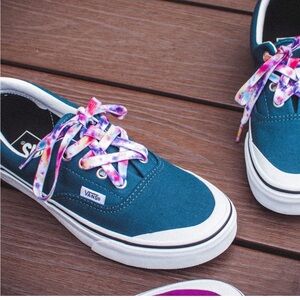 Vans Women's Black Canvas Sneakers with Multicolor Laces